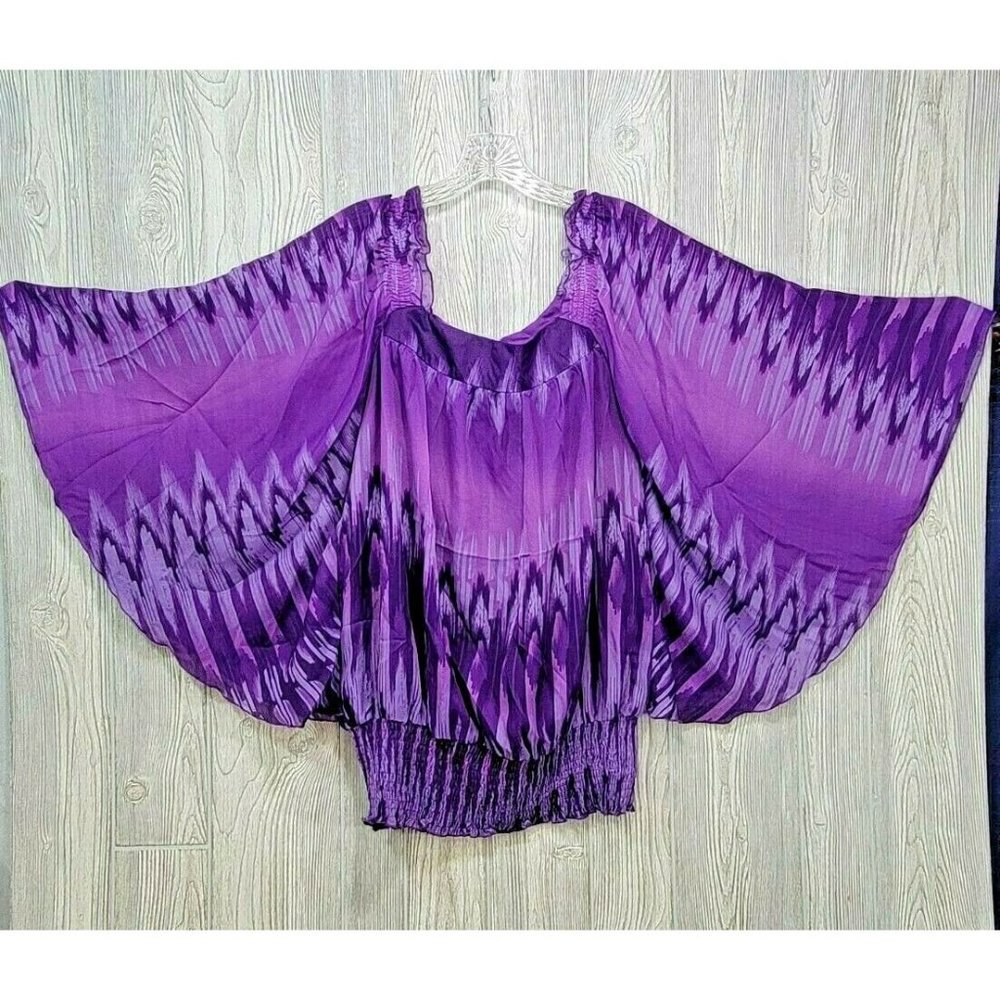 Antthony Originals Purple Flutter Sleeved Blouse Womens Size 1X NWT